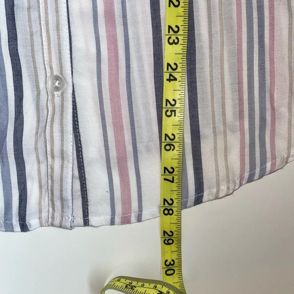 Maurices White & Multicolor Pastel Striped Button Down Shirt Large Women’s - Picture 9 of 12